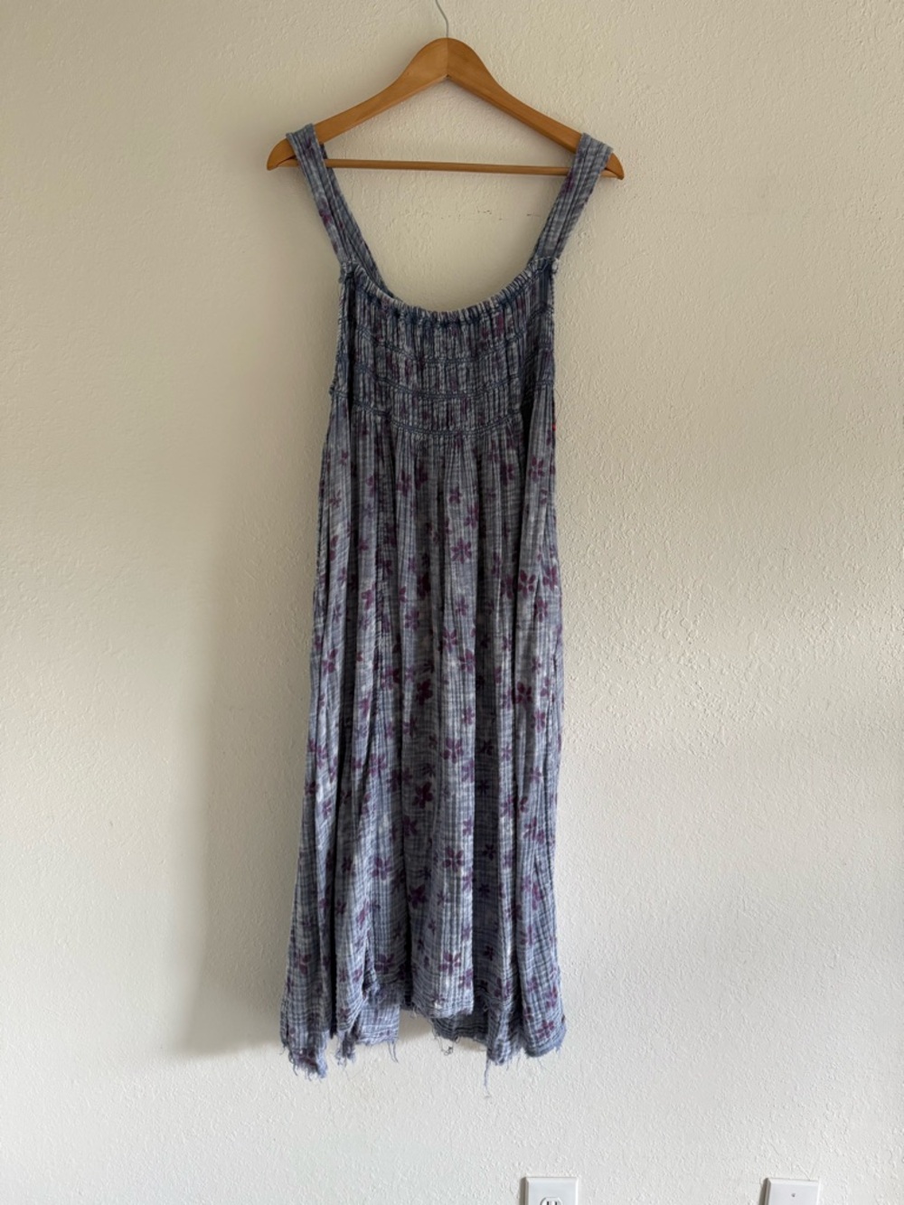 Free People Azure Blur and Purple Maxi Dress with Purple Floral Print